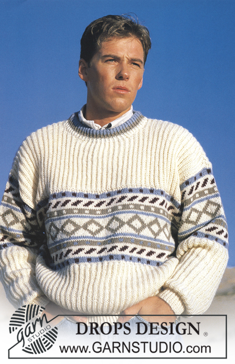 DROPS 14-15 - Strikket sweater til herre med helpatent og nordisk mønster i DROPS Karisma. Størrelse S-L