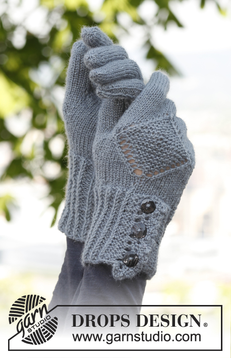 Emily Gloves / DROPS 140-37 - Gebreide DROPS handschoenen met kantpatroon en een kleine kanten rand van ”BabyAlpaca Silk”. Maat: S - XL.
