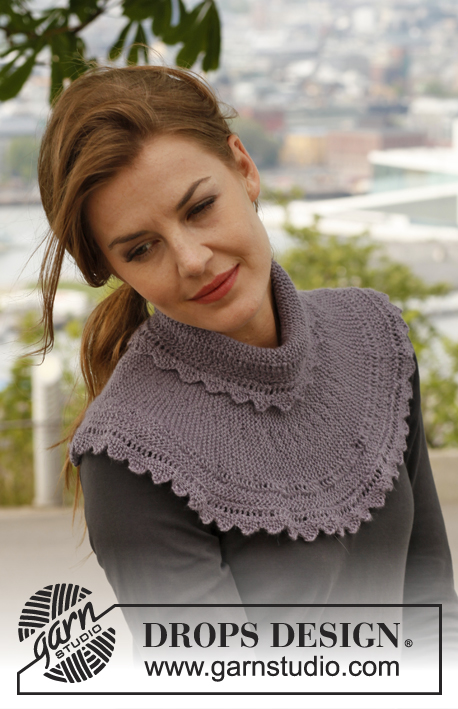 Ellie / DROPS 141-2 - Knitted DROPS neck warmer with garter st and zigzag edges in ”BabyAlpaca Silk”. 