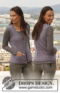 Sarah's Delight / DROPS 141-40 - Knitted DROPS vest with cables in ”Karisma”. Size: S - XXXL.