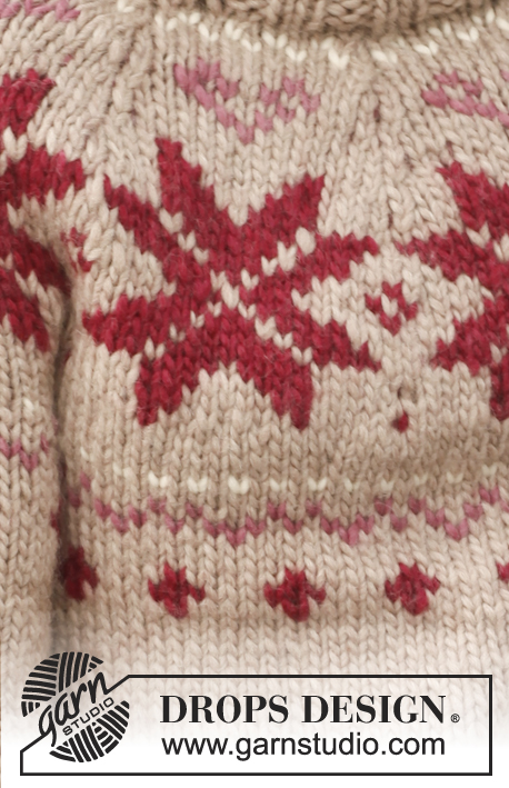 Russian Winter / DROPS 142-30 - Knitted DROPS jumper with round yoke in ”Snow” or Andes. 
Size: S - XXXL.