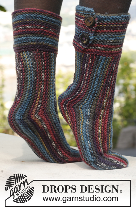 Nightfall / DROPS 142-34 - Knitted DROPS socks in 1 thread Big Fabel or 2 threads Fabel.
