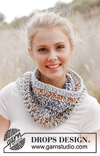 Summer storm / DROPS 145-21 - Crochet DROPS neck warmer in Big Delight and Nepal. Size S - L.