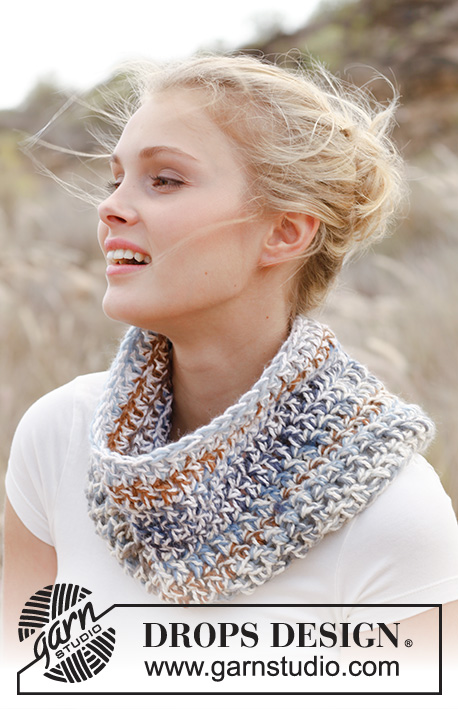 Summer storm / DROPS 145-21 - Crochet DROPS neck warmer in Big Delight and Nepal. Size S - L.