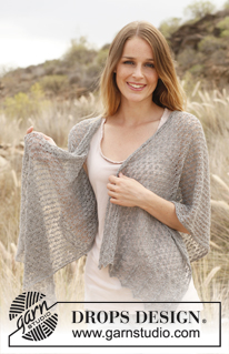 Sweet cloud / DROPS 146-24 - Knitted DROPS shawl with lace pattern in ”Lace”.