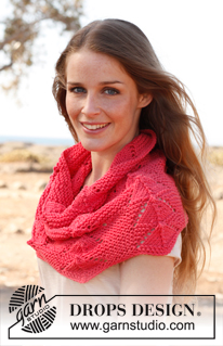 Pink / DROPS 147-33 - Knitted DROPS shoulder warmer in garter st with lace pattern in ”Paris”.