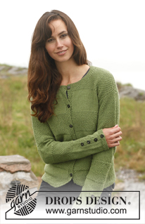 Lady of the Forest / DROPS 149-14 - Knitted DROPS jacket with stripes in stocking st and double moss st in ”BabyAlpaca Silk”. Size: S - XXXL.