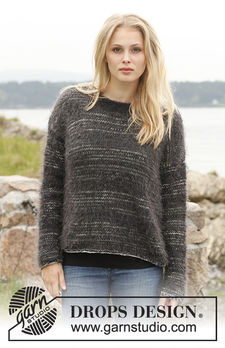 Storm / DROPS 149-15 - Knitted DROPS jumper with stripes in ”Fabel” and ”Symphony” or ”Fabel” and ”Melody”.
Size: S - XXXL.