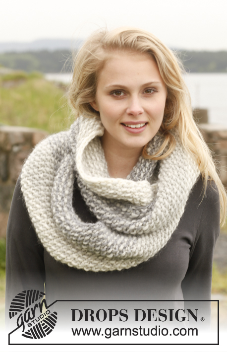 Wrap-me-up / DROPS 149-44 - Knitted DROPS neck warmer and head band in ”Snow”. 