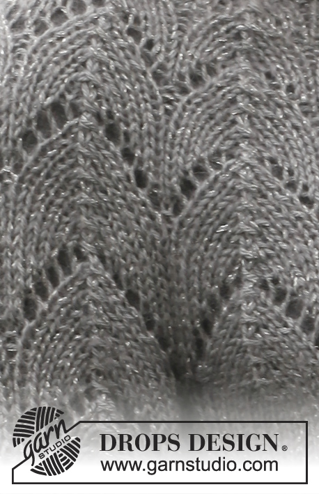 Fox Sweater / DROPS 150-7 - Maglione DROPS ai ferri, con sprone rotondo e motivo traforato, in BabyAlpaca Silk, Kid- Silk e Glitter. Taglie: Dalla S alla XXXL.