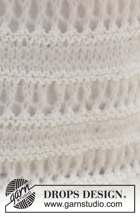 Sweetheart / DROPS 152-2 - Strikket DROPS genser i ”BabyMerino og Brushed Alpaca Silk” med riller og hullmønster. Str S - XXXL.