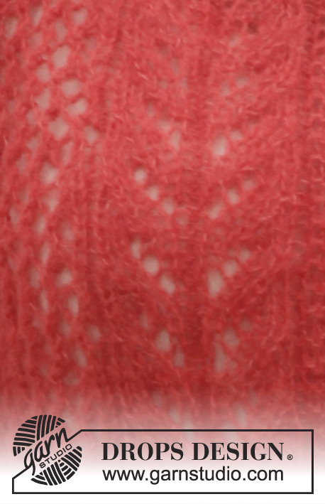 Cheryl Cardigan / DROPS 154-14 - DROPS propínací svetřík s kruhovým sedlem a krajkovým vzorem pletený z příze Alpaca Silk. Velikost: S-XXXL.