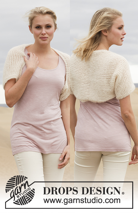 Lisette / DROPS 154-17 - Knitted DROPS shoulder piece in 2 strands Brushed Alpaca Silk.  
Size: S - XXXL.