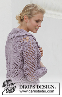 Lila Sun / DROPS 155-10 - Crochet DROPS jacket worked in a circle in Big Merino. Size: S - XXXL.