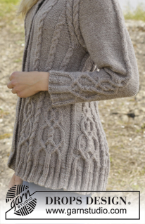 Alana Cardigan / DROPS 156-4 - Casaco DROPS com tranças e raglan, tricotado de cima para baixo ou em top down, em ”Karisma”. Do S ao XXL