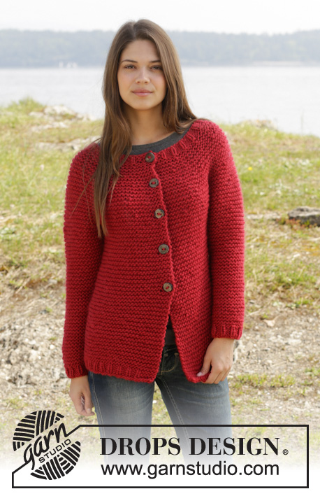 Ruby My Dear / DROPS 158-27 - Knitted DROPS jacket in garter st with round yoke, worked top down in Andes. Size: S - XXXL.