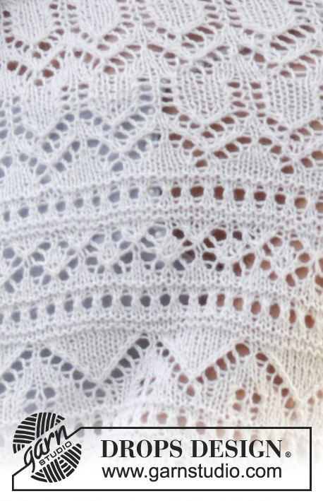 Ethereal Bliss / DROPS 159-31 - DROPS šátek s ažurovým vzorem pletený z příze BabyAlpaca Silk.