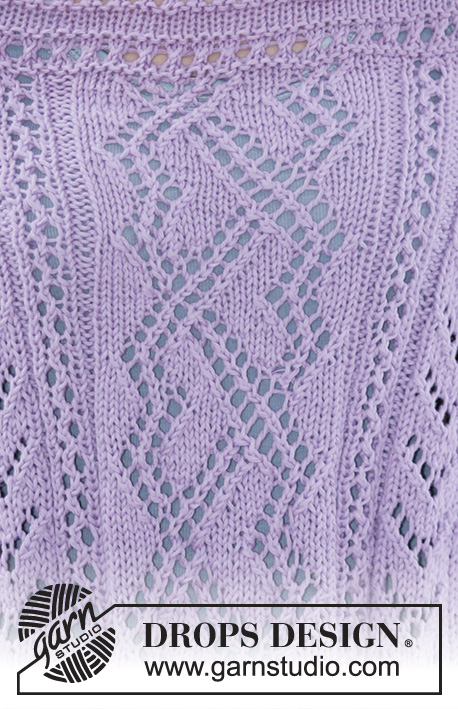 Ella / DROPS 160-15 - Knitted DROPS poncho with lace pattern and vent in ”Big Merino”. Size: S - XXXL.