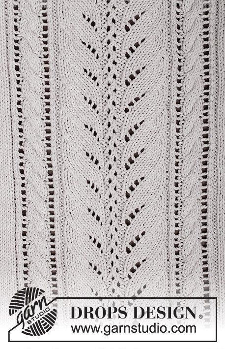Darling / DROPS 160-17 - Stickad DROPS tröja i ”Cotton Light” eller Belle med hålmönster och flätor. Stl S - XXXL.