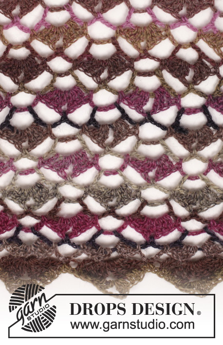 Evening Breath / DROPS 162-12 - Crochet DROPS shawl with fan pattern in ”Delight”.