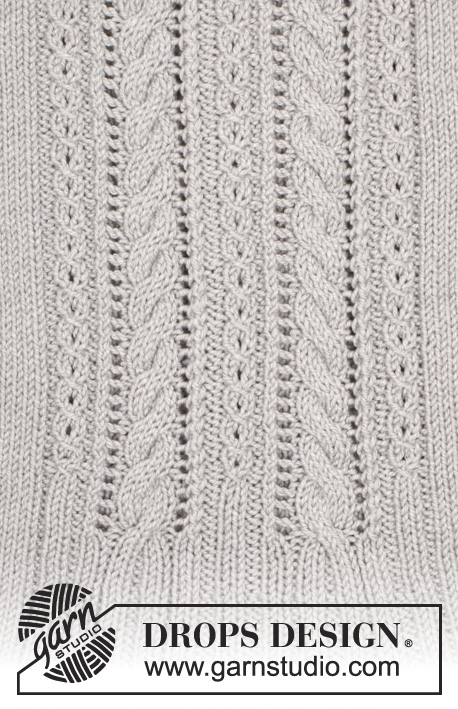 Northern Wind / DROPS 165-16 - Knitted DROPS jacket with raglan, cables, lace pattern and wave pattern in ”Cotton Merino”. Size: S - XXXL.