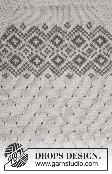 Winter Melody / DROPS 165-17 - Knitted DROPS jumper with lace pattern, Nordic pattern and raglan in ”Lima”. Size: S - XXXL.
