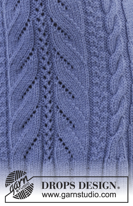 Regal Splendour / DROPS 165-8 - Vestido raglan DROPS com tranças e ponto texturado, tricotado de cima para baixo (top down), em Nepal. Do S ao XXXL.