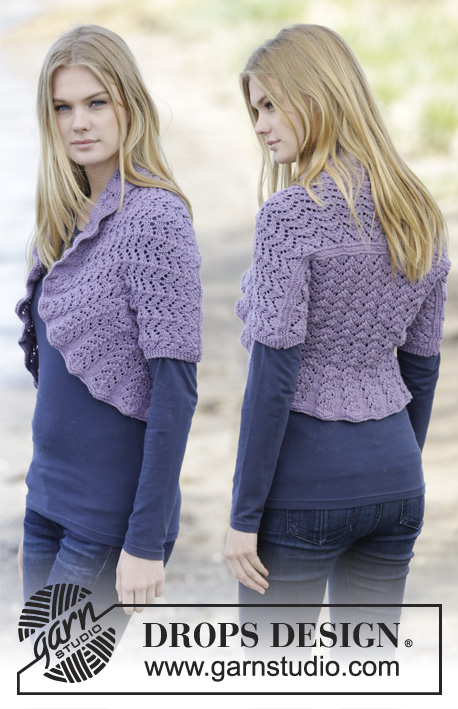Forever Yours / DROPS 166-15 - Knitted DROPS shoulder piece with lace pattern and purl sts in ”Merino Extra Fine”. Size: S - XXXL.