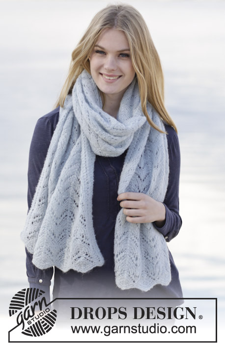Sweet Carolina / DROPS 166-19 - Knitted DROPS stole with lace pattern in ”Brushed Alpaca Silk”.