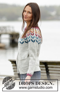 Joyride Cardigan / DROPS 166-2 - Knitted DROPS jacket with round yoke and Nordic pattern in Karisma. Size: S - XXXL.