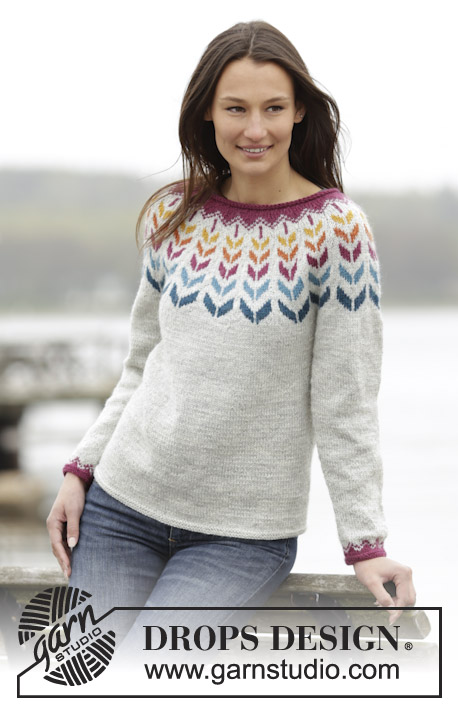 Joyride / DROPS 166-3 - Knitted DROPS jumper with round yoke and Nordic pattern in Karisma. Size: S - XXXL.