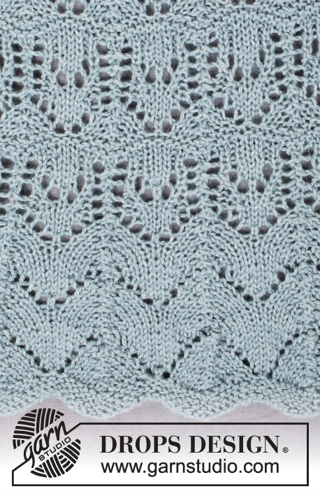 Moonlight Passage / DROPS 168-21 - Knitted DROPS scarf with lace pattern and belt in ”Alpaca”.