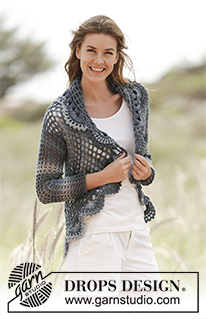 Evening Tide / DROPS 168-27 - Crochet DROPS jacket worked in a circle in Big Delight. Size S-XXXL.
