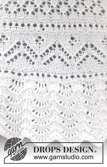 Tender Kiss / DROPS 169-13 - Knitted DROPS shawl with lace pattern worked sideways in ”Alpaca”.
