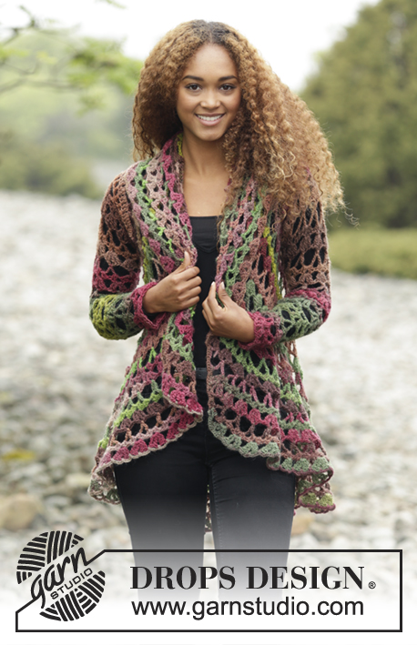 Fall Festival / DROPS 171-21 - Crochet jacket worked in a circle in 1 strand DROPS Big Delight or 1 strand DROPS Fabel together with 1 strand DROPS Flora. Size: S - XXXL.