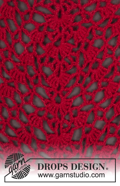 Carmen / DROPS 172-11 - Crochet DROPS shawl with lace pattern, worked top down in ”Brushed Alpaca Silk”.