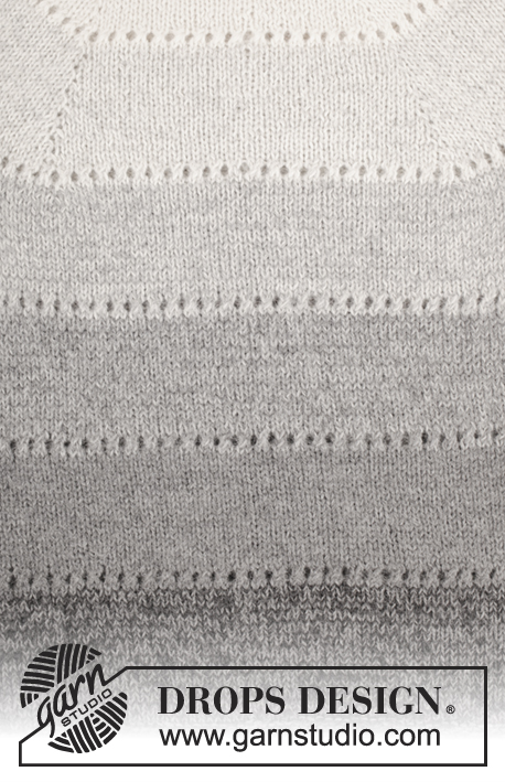 Shades of Grey / DROPS 172-23 - Strikket DROPS bluse i 2 tråde ”Alpaca” med rundt bærestykke og striber, strikket ovenfra og ned. Str S - XXXL.