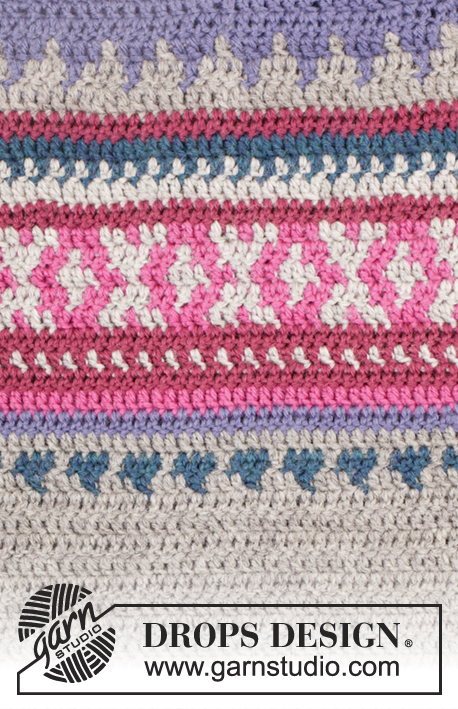 Helsinki / DROPS 172-35 - Crochet DROPS jumper with multi-coloured pattern and round yoke, worked top down in ”Karisma”. Size: S - XXXL.