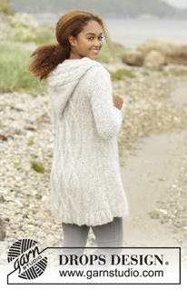 Melody of Snow / DROPS 172-4 - Knitted DROPS jacket with cables and hood in ”Melody”. Size XS/S - XXXL.