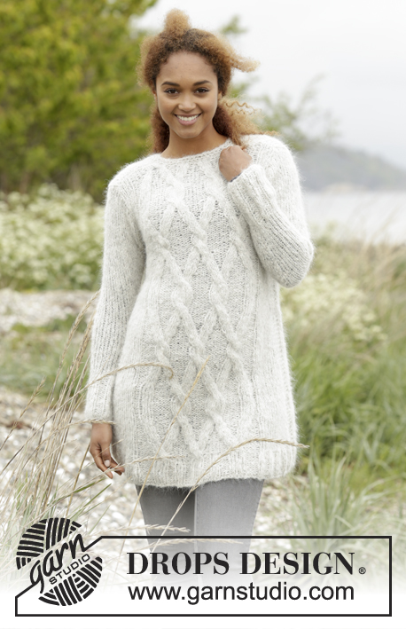 Diamond Bliss / DROPS 173-17 - Knitted DROPS jumper with cables in ”Melody”. Size: XS - XXXL.