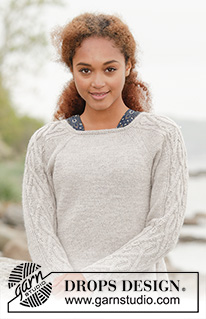 Irish Plaits / DROPS 173-2 - Knitted DROPS jumper with cables on sleeves, worked top down in ”Merino Extra Fine”. Size: S - XXXL.