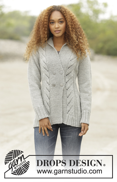 Arrowhead / DROPS 173-22 - Knitted DROPS jacket with cables and shawl collar in ”Alaska”. Size: S - XXXL.