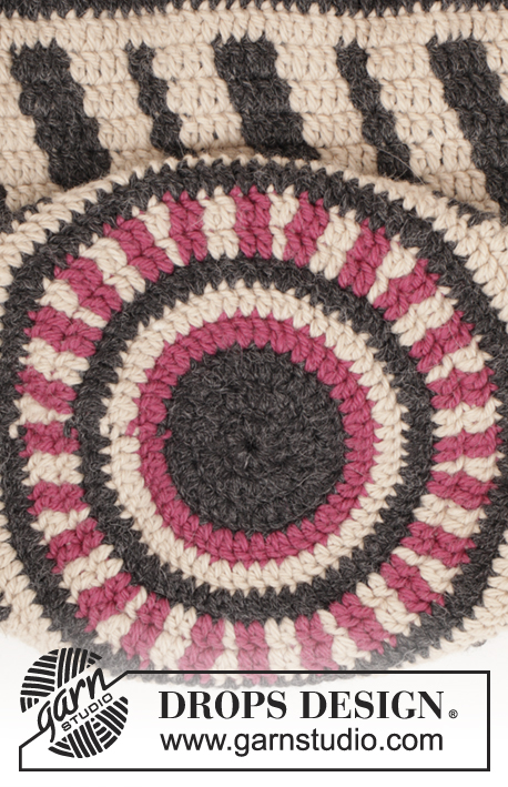 Port Noir / DROPS 173-54 - Crochet DROPS bag with colour pattern in ”Nepal”.