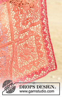 Orient Dream / DROPS 175-10 - Blanket with crochet squares and lace pattern, in DROPS Paris.