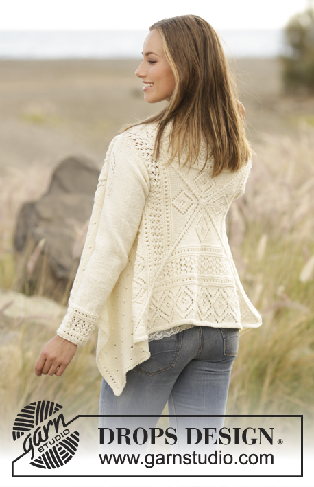 Sunny Date / DROPS 176-26 - Knitted jacket with lace pattern, worked in square in DROPS Merino Extra Fine. Sizes S - XXXL.