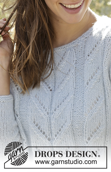 Summer Sky / DROPS 177-27 - Knitted jumper with lace pattern in DROPS Air. 
Sizes S - XXXL.