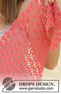 Lampone / DROPS 178-61 - Crochet shawl with lace pattern in DROPS Flora.