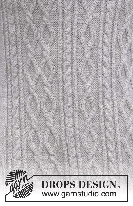 Morgan's Daughter / DROPS 179-3 - Sweter z warkoczami, w kształcie trapezu, przerabiany od góry do dołu. Od S do XXXL.
Z włóczki DROPS Flora.
