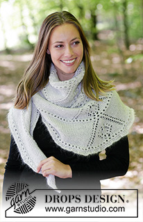 Viking Spirit / DROPS 179-35 - Knitted shawl with lace pattern. 
The piece is worked in DROPS Alpaca and DROPS Kid-Silk.