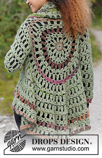 Forest Cycle / DROPS 180-12 - Crochet circle jacket with stripes. Sizes S - XXXL.
The piece is worked in DROPS Air and DROPS Big Delight.